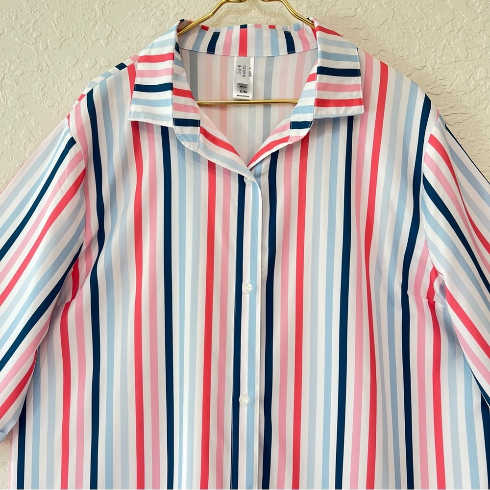 Crown & Ivy Multicolor Stripe Sleep Shirt Nightgown Size XL - Picture 2 of 9
